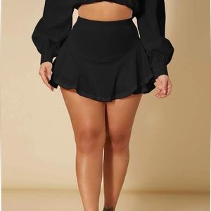 High Waist Ruffle Hem Skort